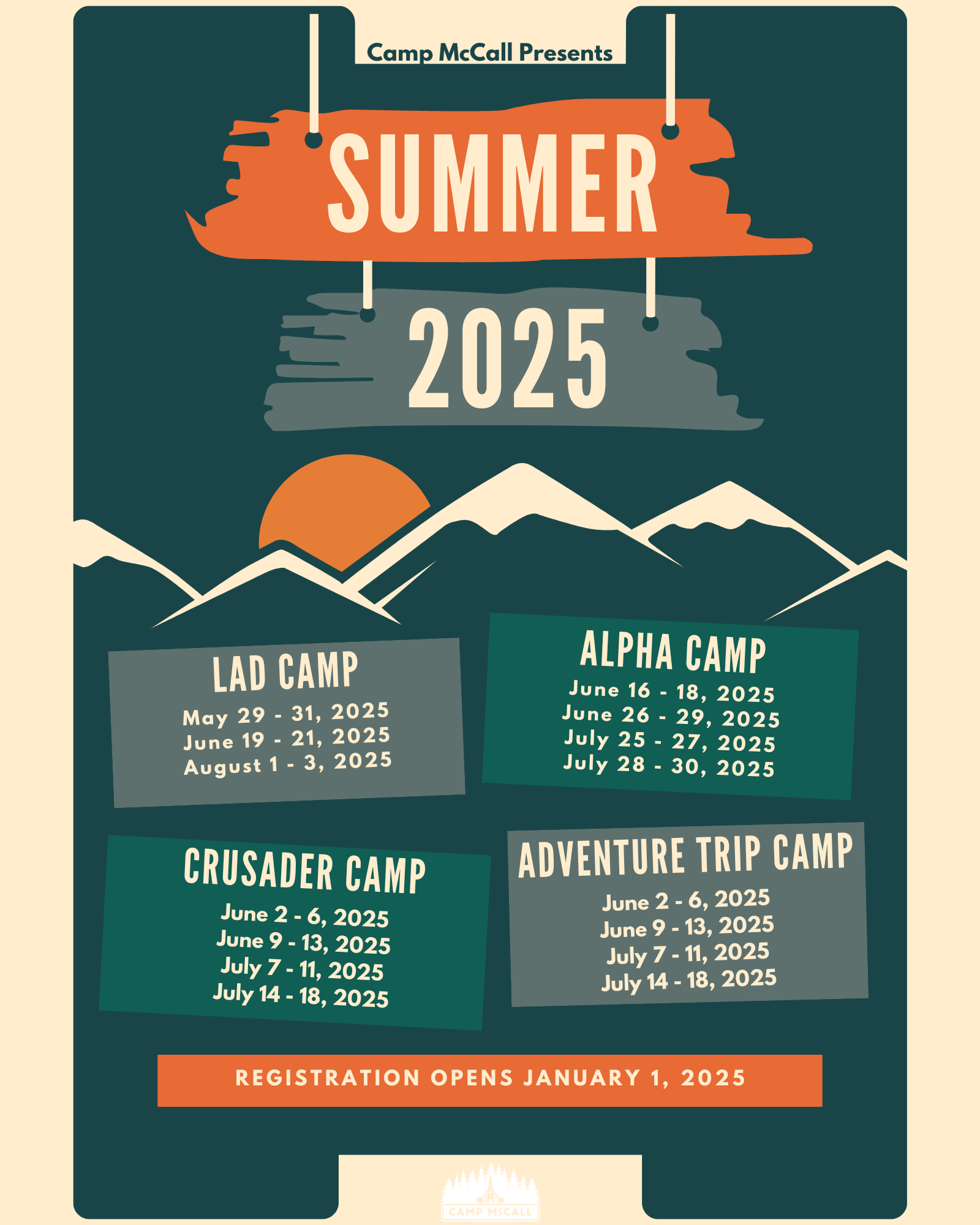 Green And Orange Summer Camp Illustration Flyer (Canvas (Portrait))